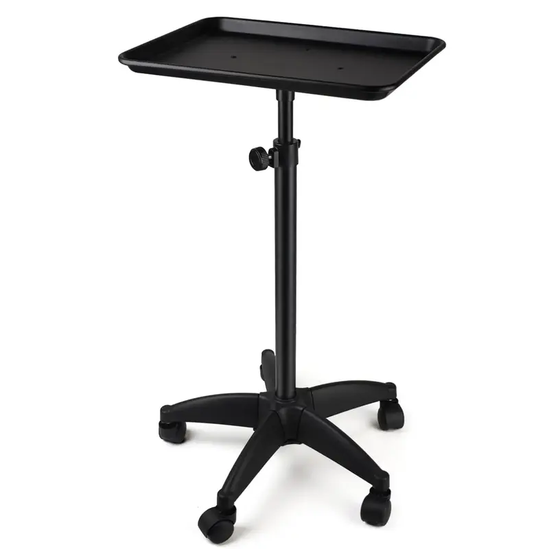Aluminum Tattoo Rolling Tray with Wheels - Adjustable Height Salon Cart for Hair Stylist Medical Dental Tray