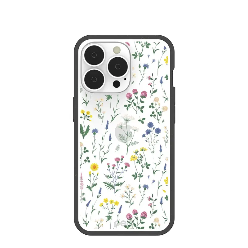 Clear Shadow Blooms iPhone 13 Pro Case With Black Ridge