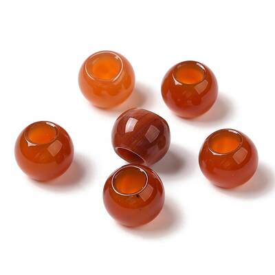 Natural Red Agate Gemstone European Beads