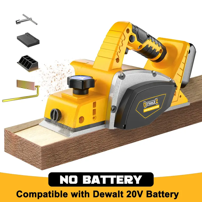 Cordless 3-1/4 Electric Wood Planer for Dewalt 20V Battery(No Battery!!), 15000RPM Power Planer for Woodworking Carpentry D...