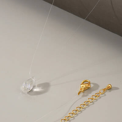Water Drop Glass Pendant Necklaces with Colorful Fish Line for Women