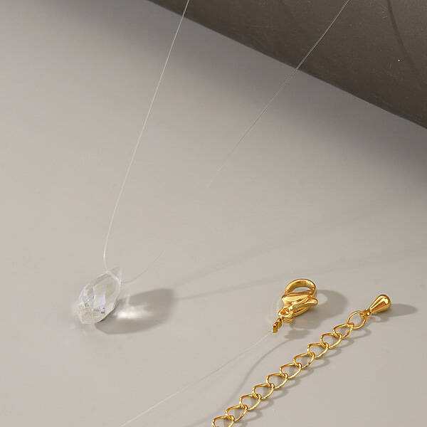 Water Drop Glass Pendant Necklaces with Colorful Fish Line for Women