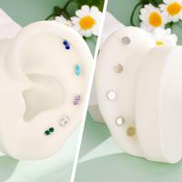 Oufer 16G Threadless Push Pin Flat Back Cartilage Stud Earring for Casual Wear, 316L Stainless Steel, Daily Accessory for Fem...