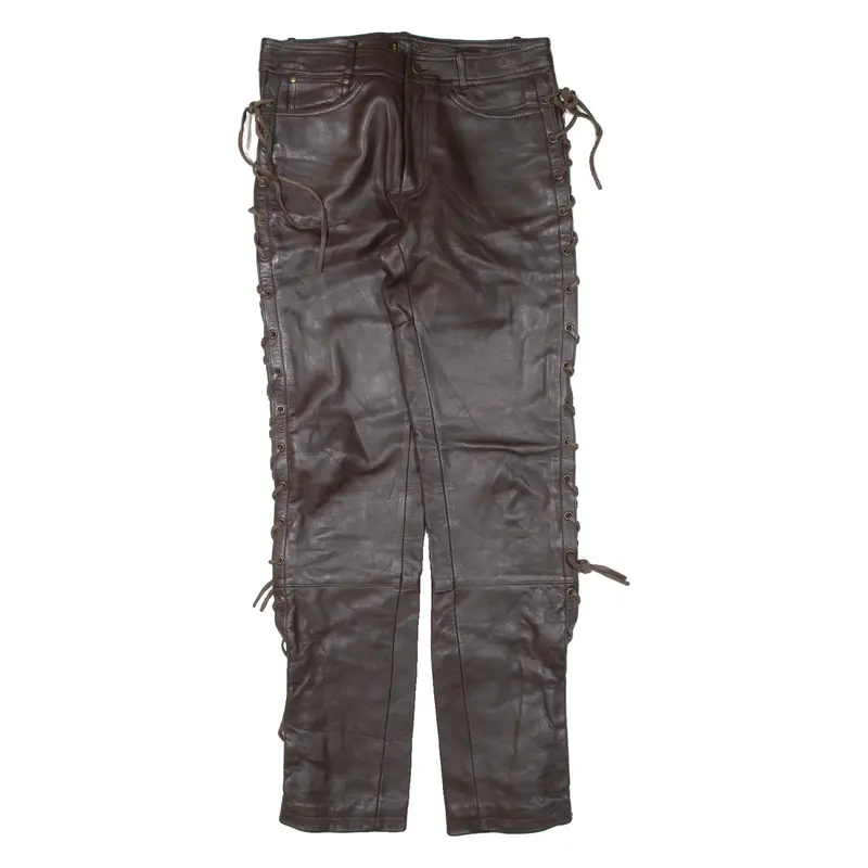 IXS Motorcycle Gear Mens Leather Trousers Brown Slim Tapered W30 L33