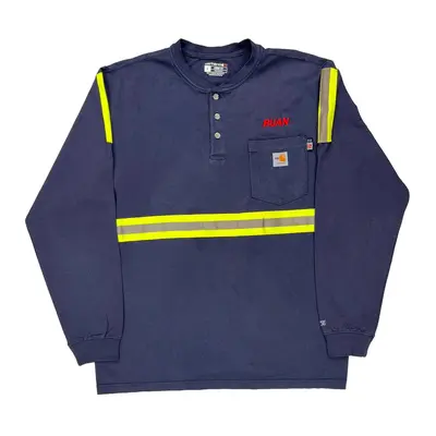 Carhartt Long Sleeve T-Shirt - Large Blue Cotton