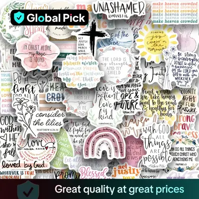 Bible Verse Sticker, 50pcs/set Water Bottle Sticker, Scrapbook & Journal Making Material Paper, DIY Decorative Sticker for St...