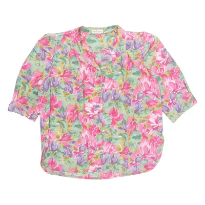 PAUL MAUSNER Womens Printed Shirt Pink Collared Floral XL