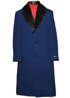 Mens Black Overcoat With Fur Collar For Sale