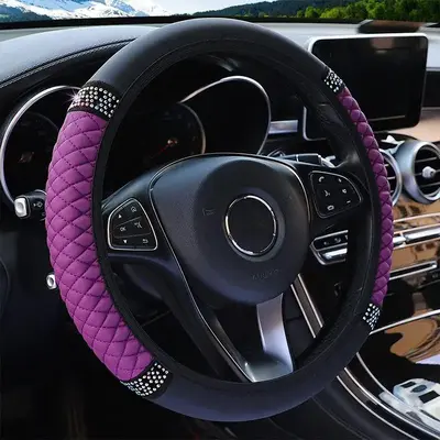 Artificial Rhinestone Car Steering Wheel Cover, Decorative Car Sparkling Rhinestones Protector, Automotive Accessories for De...