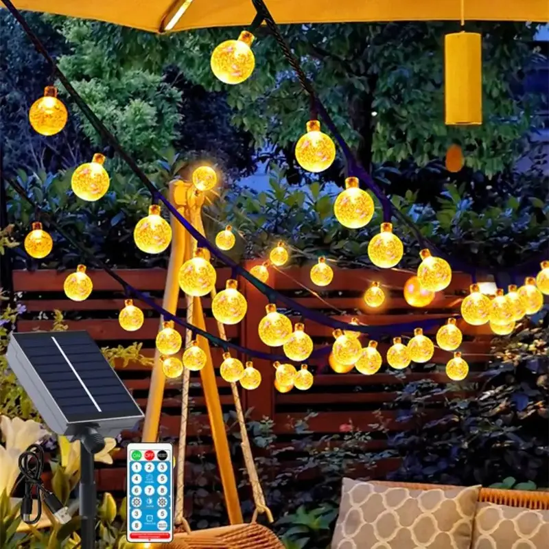 Solar Powered String Light for Summer, Waterproof Globe Solar String Light, 1 Count Decorative Light For Outdoor Garden Patio...