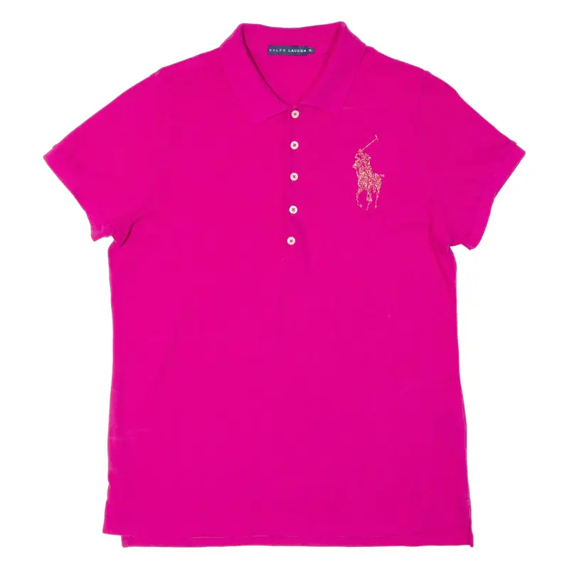 RALPH LAUREN Girls Polo Shirt Pink XL