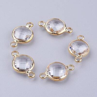 Golden Tone Brass Glass Links connectors