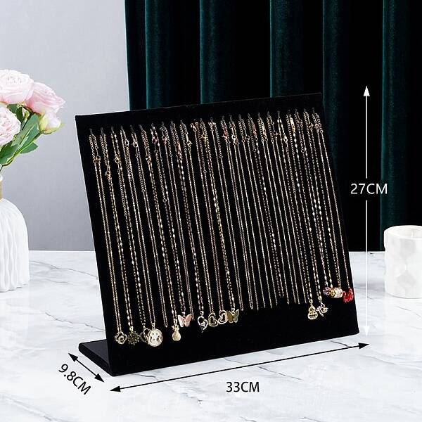 Velvet Necklace Organizer Display Stands for 24 Necklaces