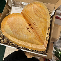 Wooden Prayer Bowl, 1 Count Vintage Heart Shaped Prayer Bowl with Cross & Letter Pattern with 24 Prayer Cards, Mother's Day G...