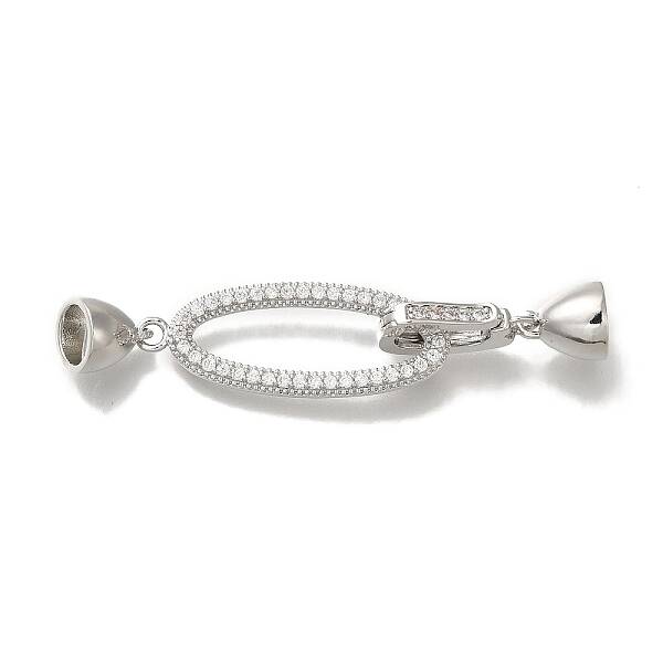 Brass Micro Pave Clear Cubic Zirconia Fold Over Clasps