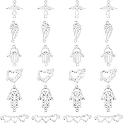 24Pcs 6 Style 201 Stainless Steel Links Connectors