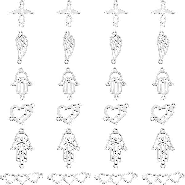 24Pcs 6 Style 201 Stainless Steel Links Connectors