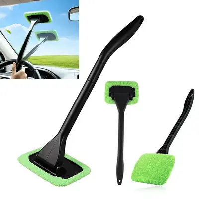 Adjustable Glass Cleaning Brush with Long Handle, Glass Washer Brush for Dry & Moist Wipe, Car Windshield Brush, Car Window C...