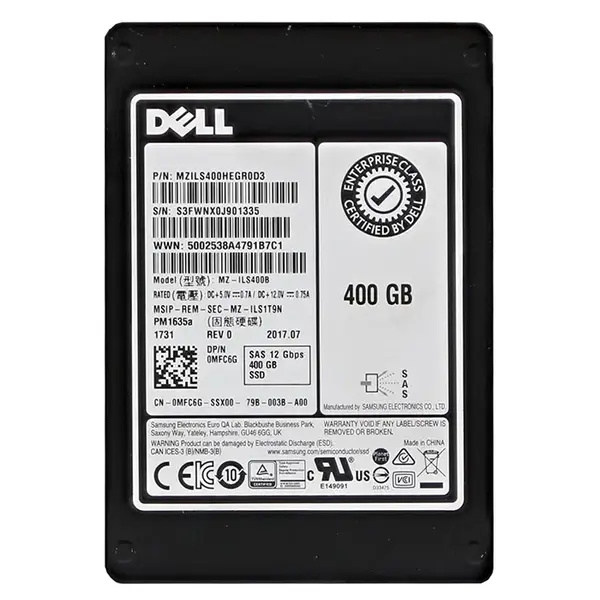 MFC6G Dell 400GB 2.5-inch 12GB/s SAS Triple-Level Cell Mixed-Use (512e) Hot-Pluggable Solid State Drive for PowerEdge G14 - G...