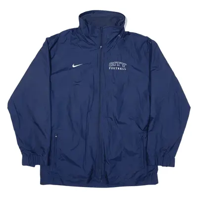 NIKE City Football Fleece Lined Rain Coat Blue Nylon Mens XL