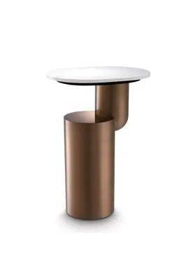 Copper Pedestal Marble Side Table | Eichholtz Tosca