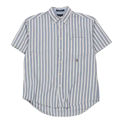 Tommy Hilfiger Striped Short Sleeve Shirt - Large Blue Cotton | Size: large