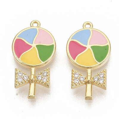 Brass Micro Pave Clear Cubic Zirconia Pendants