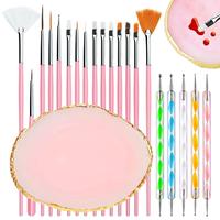 Nail Art Tool Set, 21pcs/set Resin Manicure Palette & Two-way Acrylic Silicone Engraving Pen Point Tool, Suitable for Nail Ar...