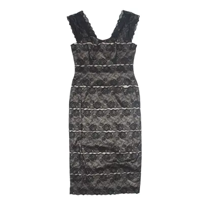 PHASE EIGHT Lace Pencil Dress Black Sleeveless Midi Womens UK 10