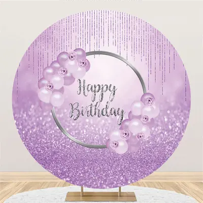 Aperturee Pink Balloons Round Glitter Bokeh Happy Birthday Backdrop | Birthday Backdrop | Birthday Round Backdrop | Round Bac...