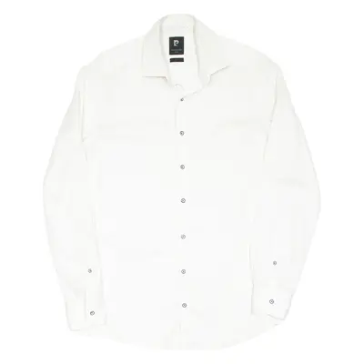 PIERRE CARDIN Mens Plain Shirt White Long Sleeve M