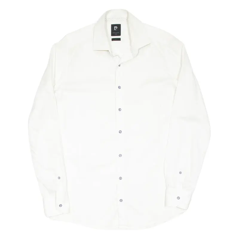 PIERRE CARDIN Mens Plain Shirt White Long Sleeve M