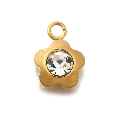 304 Stainless Steel Pave Cubic Zirconia Charms