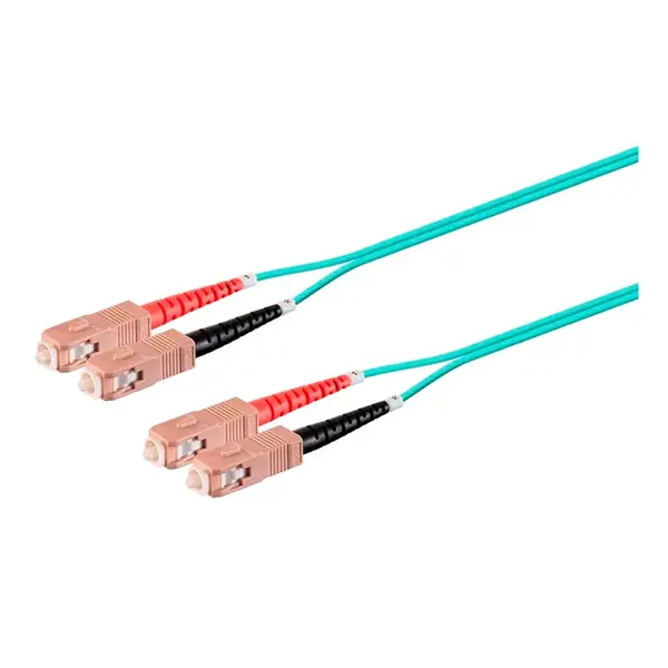 45996 Monoprice MM OM3 Fiber Optic Cable SC-SC UL 3mm 50/125 OFNR Duplex Aqua 11m