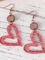Spring Heart Shaped Wooden Dangle Earrings, Retro Simple Style Jewelry for Women, Trendy Jewelry Gift for Party and Daily Li...
