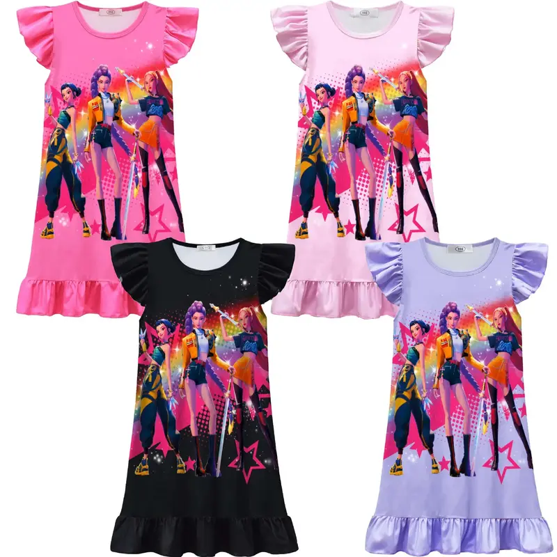 Girls Casual Dress Novetly Dresses Cartoon Nightdress Print Top
