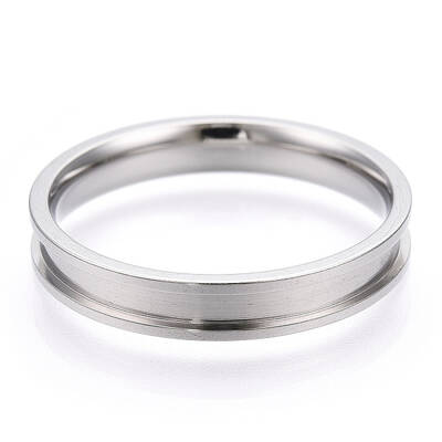 201 Stainless Steel Grooved Finger Ring Settings