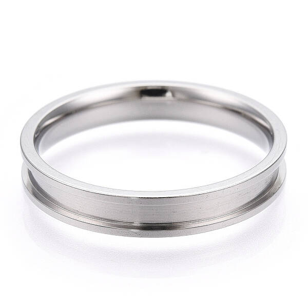 201 Stainless Steel Grooved Finger Ring Settings