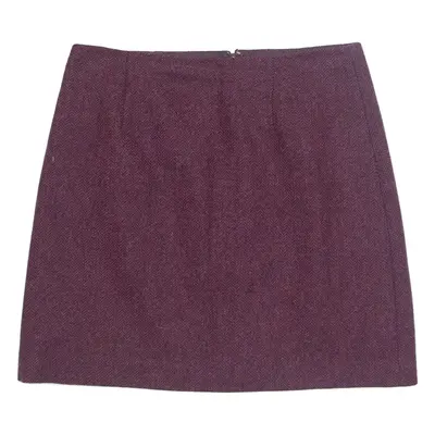 HOBBS LONDON Womens A-Line Skirt Purple Short Wool Herringbone UK 12