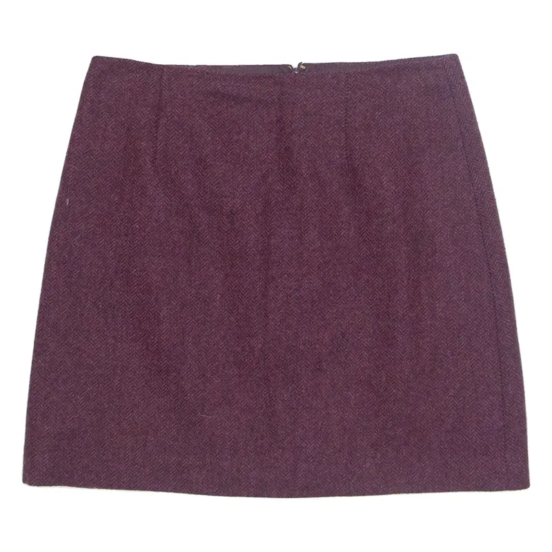 HOBBS LONDON Womens A-Line Skirt Purple Short Wool Herringbone UK 12