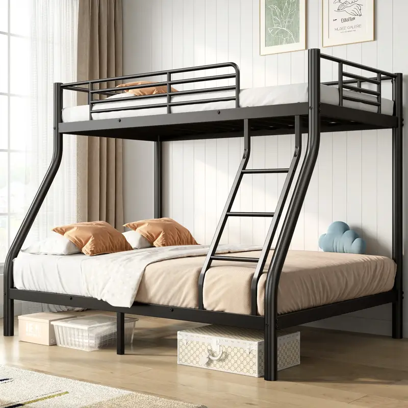 Soges Metal Bunk Bed Frame - for Adults & Teens Durable Sturdy Black Frame Twin over Twin/ Twin over Full Safe Sleep Solution...