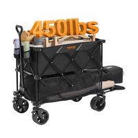 Foldable Double Decker Wagon, Max. 450 lbs Collapsible Wagon Cart with All-Terrain Wheels, Heavy Duty Folding Wagon Cart 400L...