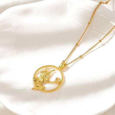 Brass & Acrylic Greek goddess Flat Round Pendant Necklaces