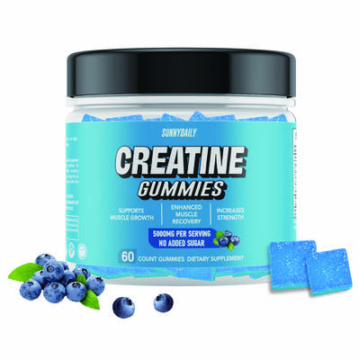 SUNNYDAILY Creatine Gummies - 5g Creatine Monohydrate Per Serving Increase Strength and Build Muscle, Sugar Free, Vegan, Blue...
