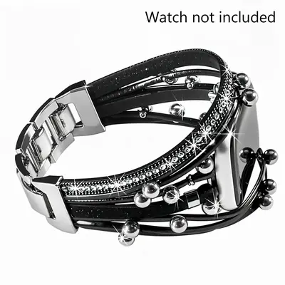 Boho Style Beaded Bracelet Strap Watch Band (Band Only), Fashionable Multilayer PU Leather Watch Band for Women, Smart Watch ...