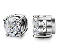 2 Pairs Stainless Steel  Earrings for Men Magnetic Earrings Men Clip on Earrings Non Piercing Earrings Unisex CZ