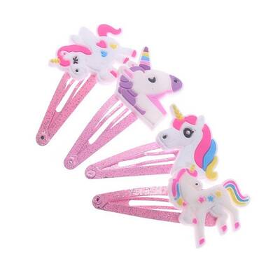 4Pcs 4 Style Cute Unicorn Children's Alloy Hair Clips