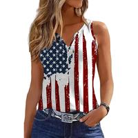 WomenA 4th of July V-Neck Tank Tops American Fl Print Vest USA Fl Sleeveless Tee Patriotic Summer Shirts