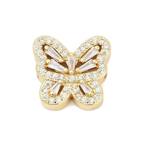 Brass Micro Pave Cubic Zirconia Beads