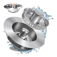 Multi-Functional Stainless Steel Sink Drain Strainer, 3-in-1 Pop-Up Basket and Stopper Combo, Anti-Clogging and Deodorizing, ...